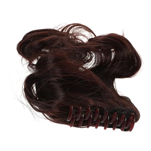 LRXIYODE Kurze Lockige Claw Clip Ponytail Extensions für Damen Tiefbraune Clip Haarteile Natürlich Wirkende Falsche Haarverlängerung Einfach Anzubringen Vielseitig für Alltag und Party von LRXIYODE