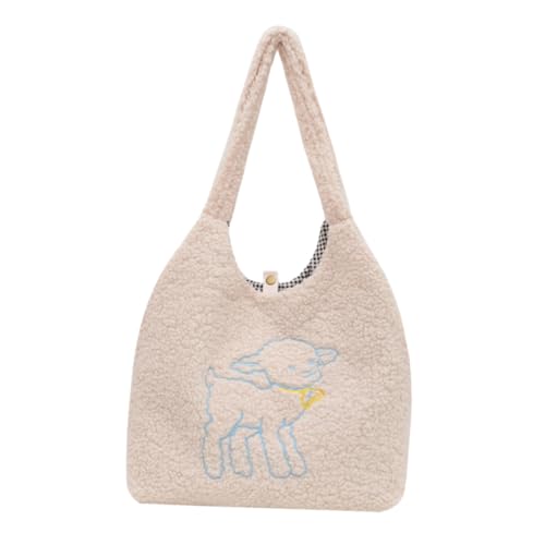 LRXIYODE Kuschelige Damen Schultertasche mit Praktischem Stauraum Leichte Schulter Tasche für Alltag und Freizeit Modische Tote Bag in Cremeweiß für Shopping und Partys von LRXIYODE