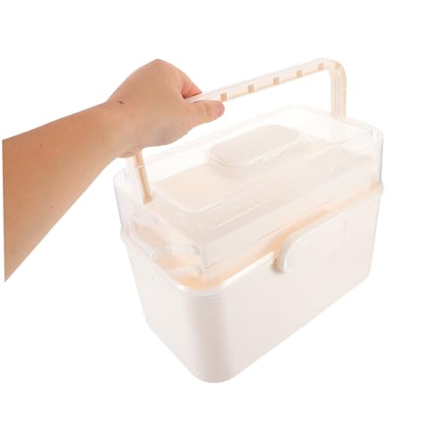LRXIYODE Lagiger Transparenter Mehrzweck Organizer mit Wasserdichtem Deckel und Ergonomischem Griff Großer Aufbewahrungskoffer für Nagellack Kosmetik Medizin für Reisen und Notfälle von LRXIYODE