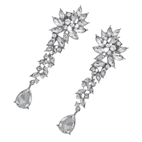 LRXIYODE Lange Ohrhänger mit Funkelnden Strasssteinen Luxuriöse Party und Bankett Ohrringe für Damen Glänzende Tropfenform Modischer Schmuck für Festliche Anlässe von LRXIYODE