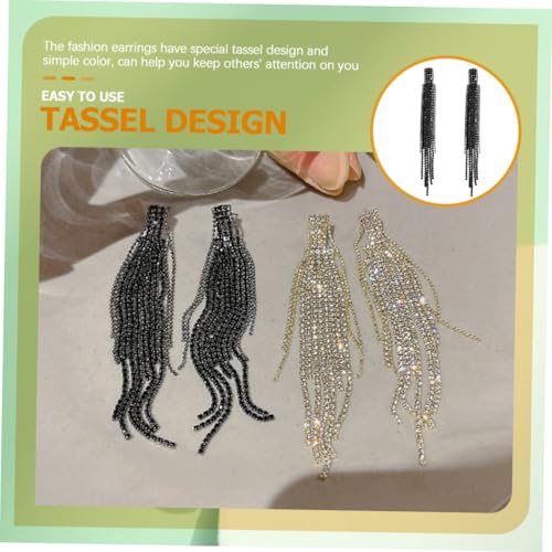 LRXIYODE Lange Quaste Strass Ohrringe Damen Baumelnde Ohrhänger mit Funkelnden Hautfreundliches Legierungsmaterial Statement Ohrringe für Party Hochzeit und Alltag von LRXIYODE