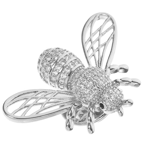 LRXIYODE Lapelpinn Biene mit Zirkonia Vintage Brosche für Damen Leichte Schmuck anstecknadel Modisches Accessoire für Kleidung Rucksack und Party Silberfarbene Bienenbrosche von LRXIYODE