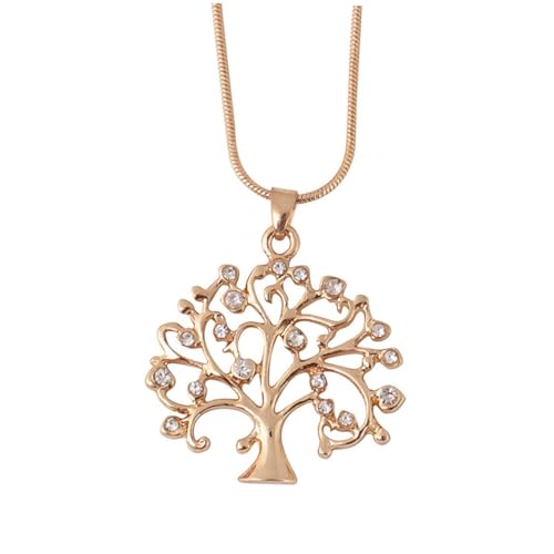 LRXIYODE Lebensbaum Anhänger Halskette für Frauen Vergoldete Kette mit Diamanten Langlebiges Legierungsmaterial Modisches Design Vielseitiger Schmuck für Hochzeit Party Geburtstag und von LRXIYODE