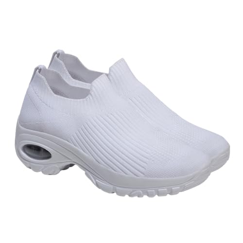 LRXIYODE Leichte Damen Sneaker Atmungsaktiv mit Dämpfung rutschfeste Sportschuhe für Fitness Walking und Freizeit Modische Weiße Turnschuhe Komfortabel und Robust von LRXIYODE