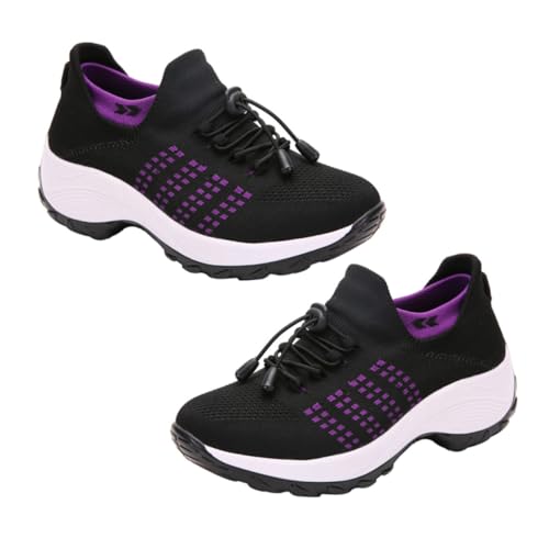 LRXIYODE Leichte Damen Sportschuhe Atmungsaktive Gestrickte Laufschuhe Flexibel rutschfest Für Outdoor Laufen Tanzen Freizeit von LRXIYODE