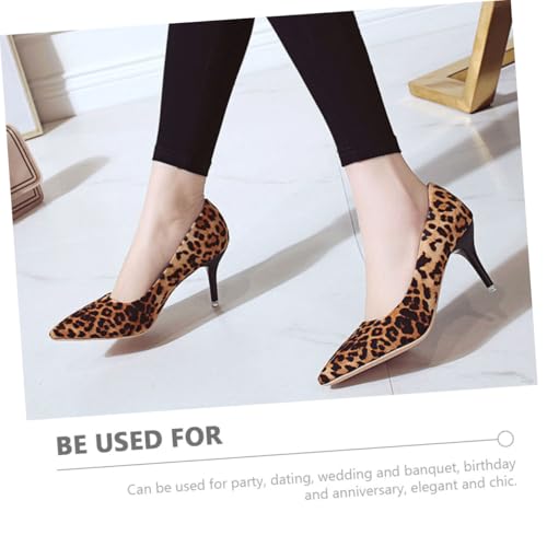 LRXIYODE Leopard Print High Heel Pumps Damen Spitz Zulaufend Modische Einzelschuh Langlebiges Material Stilvolles für Frauen Trendiger Leopardenmuster von LRXIYODE