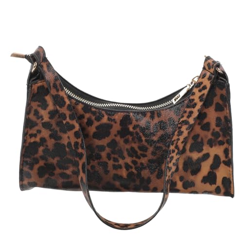 LRXIYODE Leopard Print Schultertasche Damen PU Handtasche mit Reißverschluss Vielseitige Armpit Bag für Alltag Arbeit Shopping von LRXIYODE