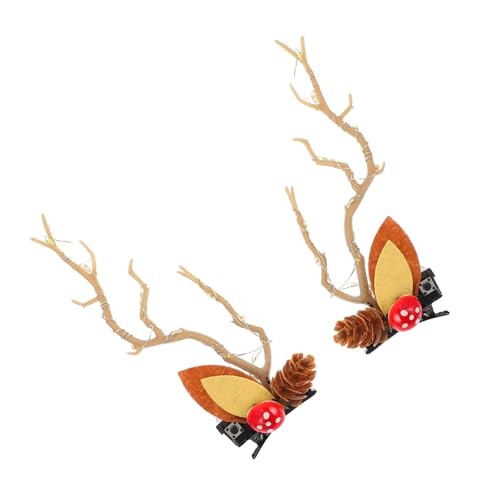 LRXIYODE Leuchtende Rentier Haarspangen Weihnachtsdeko Haarklammern mit Geweih für Xmas Kostüm Karneval Party Accessoire von LRXIYODE