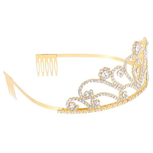 LRXIYODE Liebesherz Krone Haarschmuck Handgefertigtes Goldenes Tiara Stirnband für Damen Hochzeit Abschlussball Party von LRXIYODE