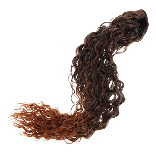LRXIYODE Lockige Pferdeschwanz Perücke Mit Kordelzug Lockige Haarverlängerung Für Frauen Geflochtene Locken Haarteil Aus Kunstfasern Atmungsaktive Netzkappe Für Tiefes Lockenmuster von LRXIYODE