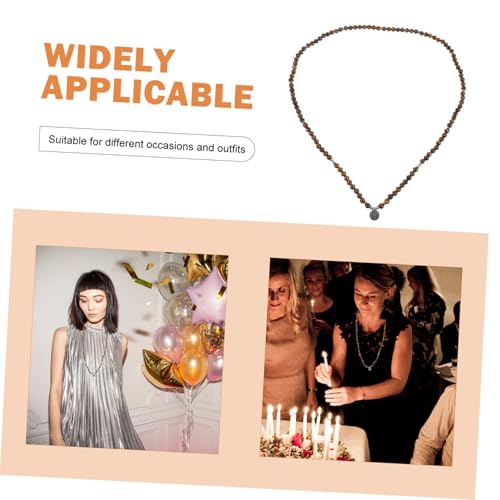 LRXIYODE Holzperlen Kette Mit Lotus Anhänger Und Steinperlen Perlenkette Für Hals Und Armband Kleine Perlenkette Mit Steinen von LRXIYODE