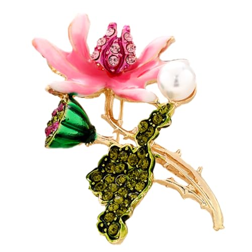 LRXIYODE Lotusförmige Brosche mit Perlen und Strassdesign Stilvoller Anstecker für Damen für Partys Geburtstage und Besondere Anlässe Elegantes Accessoire für Kleidung und Schals von LRXIYODE