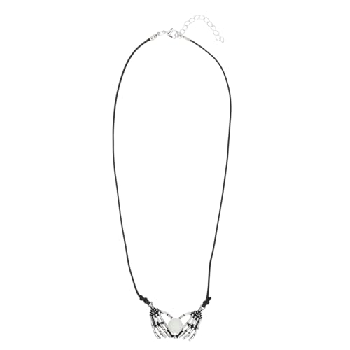 LRXIYODE Luminous Skeleton Hand Anhänger Halskette Gothic Stil Leuchtend Alloy Schmuck Damen Herren Halloween Accessoire von LRXIYODE