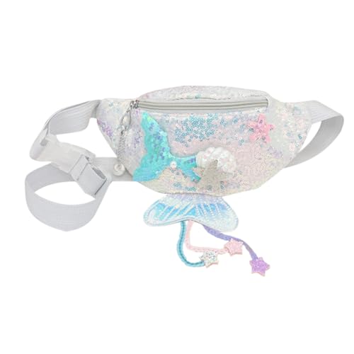 LRXIYODE Mädchen Bauchtasche mit Glitzer Design Cartoon Umhängetasche für Gürteltasche für Mädchen für Reisen und Freizeit Silberne Meerjungfrau Sequins von LRXIYODE
