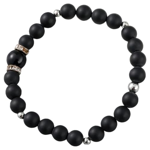 LRXIYODE Männer Beaded Armband Natürlichem Stein Stilvolles Schwarz Armband für Besondere Anlässe Verstellbar für Optimalen Tragekomfort Perfektes Valentinstag oder Jahrestag von LRXIYODE