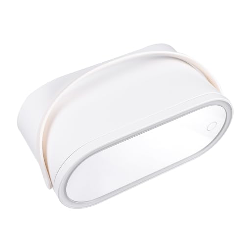 LRXIYODE Make Up Organizer Case mit LED Beleuchtetem Drehbarem Schminkspiegel Tragbarer Kosmetik Organizer für Reisen und Outdoor Faltbarer Kosmetikkoffer Kompakt und Leicht Weiß von LRXIYODE