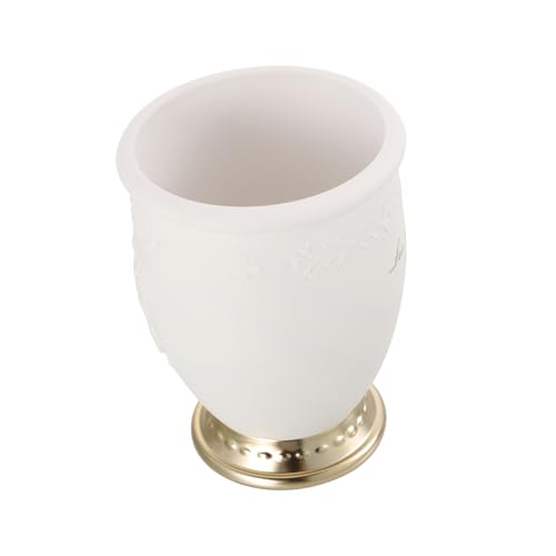 LRXIYODE Makeup Pinselhalter Acryl Organizer Dekorativer Langlebiger Aufbewahrungsbecher für Kosmetik Blush und Schminkpinsel Kompakter Desktop Organizer Weißer Stilvoller Kosmetikbehälter von LRXIYODE