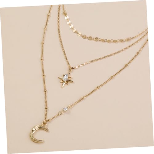 LRXIYODE Mehrlagige Mond und Stern Halskette für Damen und Mädchen Filigrane Halskette mit Anhängern Leichter Eleganter Schmuck für Vielseitige Outfits von LRXIYODE