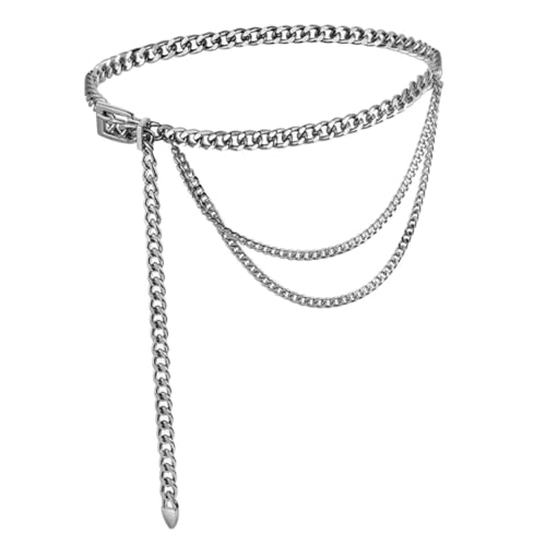 LRXIYODE Mehrlagiger Taillenkettengürtel Damen Metall Verstellbar Modischer Bauchschmuck Stylische Körperkette Vielseitig Kombinierbar für Kleider Jeans Hosen von LRXIYODE