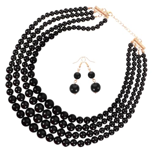 LRXIYODE Mehrlagiges Perlenkette Schmuckset Damen mit Dangle Ohrringen Elegantes Brautschmuck Hochzeit Party und Alltag Modische Mehrreihige Halskette für Frauen und Mädchen von LRXIYODE