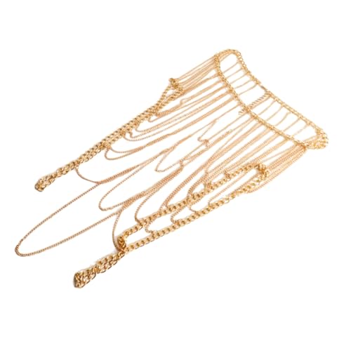 LRXIYODE Mehrschichtige Damen Körperkette aus Goldenem Metall Leichte Verstellbare Brustkette mit Quasten für Strand Party Nachtclub und Festliche Anlässe von LRXIYODE