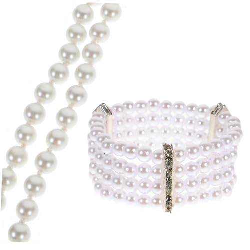 LRXIYODE Mehrschichtiges Perlen Halskette und Armband Set für Frauen Simulierte Perlen Schmuck für Tanzpartys und Besondere Anlässe Halskette und Passendem Armband von LRXIYODE