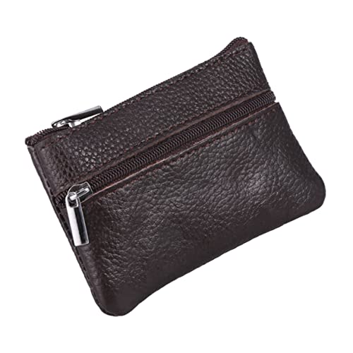 LRXIYODE Mini Leder Münztasche Für Damen Kleine Reißverschluss Geldbörse Mit Kartenfach Für Alltag Und Unterwegs Kompakt Und Praktisch Für Münzen Und Geldscheine Kaffee von LRXIYODE