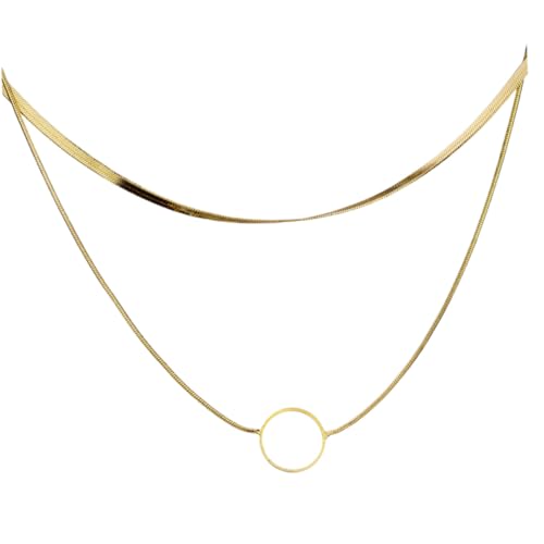 LRXIYODE Minimalistische Doppelte Halskette für Damen Kette Schmuckkette Vielseitiger Modeschmuck für Alltag und Besondere Anlässe von LRXIYODE