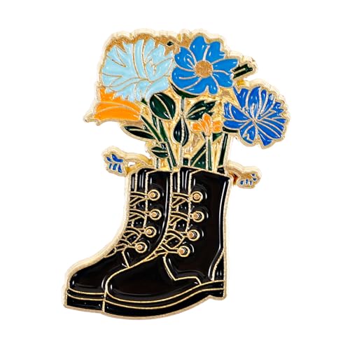 LRXIYODE Modebrosche Stiefel mit Blumenmotiv Metall Anstecknadel für Damen Dekorative Lapel Pin für Kleidung Hüte Taschen Eleganter Schmuckaccessoire von LRXIYODE