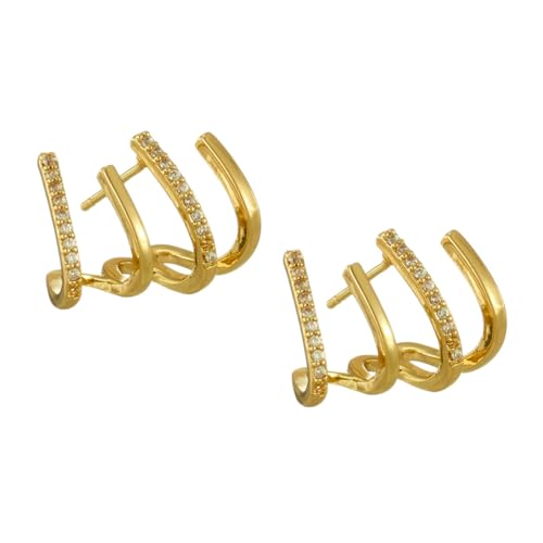 LRXIYODE Moderne Gold Ohrringe Damen mit Zirkonia Ohrstecker in Krallenfassung Hypoallergen Glänzend für Hochzeit Party Alltag und von LRXIYODE