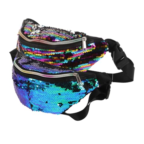 LRXIYODE 2stücke Teiliges Glitzer Bauchtasche Für Damen Meerjungfrau Pailletten Gürteltasche Mit Verstellbarem Träger Für Sport Reisen Und Täglichen Gebrauch von LRXIYODE