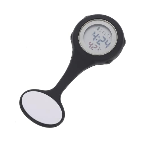 LRXIYODE Multifunktionale Silikon Krankenschwesteruhr mit Rundem Abnehmbarem Silikonüberzug Leichte Hängeuhr für Pflegepersonal Pinbefestigte Langlebige Armbanduhr in Schwarz von LRXIYODE