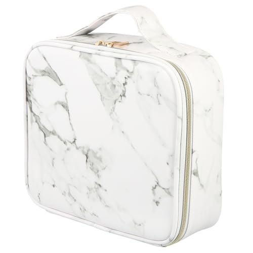 LRXIYODE Multifunktionaler Marmor Kosmetikkoffer mit Fächern Robuster PU Nylon Material Geräumiger Reise Makeup Organizer für Lippenstift Pinsel und Hautpflege Stilvolles Design für von LRXIYODE