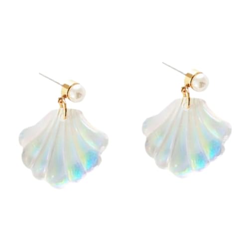 LRXIYODE Muschel Ohrringe Damen Ohrstecker mit Perlen Eleganter Ohrschmuck aus Langlebiger Legierung Sommerlich Frisches Design für Alltag Party Hochzeit und Urlaub von LRXIYODE