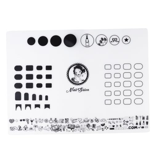 LRXIYODE Nail Art Silikonmatte zum Stempeln Nageldesign Trainingsmatte mit Nail Sticker Guide Flexibel Rutschfest Pflegeleicht für Maniküre von LRXIYODE
