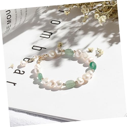 LRXIYODE Natürlich Unregelmäßiges Süßwasserperlenarmband mit Grünem Aventurin Handgefertigter Modischer Armschmuck Kreatives Wrist bangle Elegantes Geschenk für Freundin und Mutter von LRXIYODE