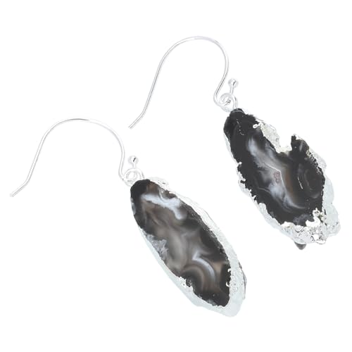 LRXIYODE Natürliche Achat Ohrhänger Damen Ohrschmuck Unregelmäßige Ohrringe Silberfarben Leicht Auszuziehen Elegantes Design Für Alltag und Festliche Anlässe von LRXIYODE