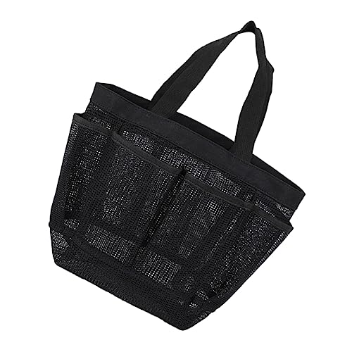 LRXIYODE Netztasche Schwarz Für Strand Pool Mit Mehreren Taschen Tragbar Für Handtücher Kosmetik Wasserflaschen Spielzeug Sonnencreme Sandfrei von LRXIYODE
