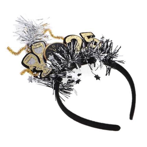 LRXIYODE Neujahrs Haarreifen mit Uhrendesign für und Mädchen Glitzernde Kopfbedeckung Festliche Haaraccessoires für Silvesterfeiern Luxuriöse Schwarze und Goldene Farbkombination von LRXIYODE