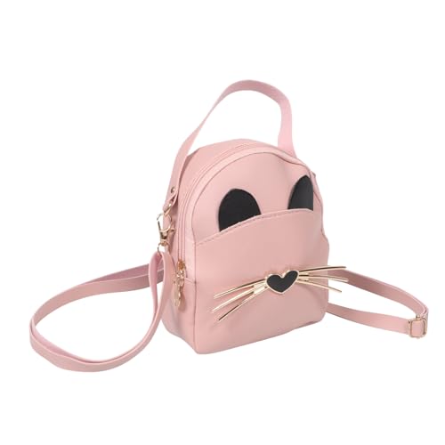 LRXIYODE Niedliche PU Umhängetasche für Mädchen mit Katzenmotiv Leichte Kleine Schultertasche und Handtasche Vielseitig Verwendbar für Alltag und Freizeit Kindertasche für Junge Mädchen von LRXIYODE