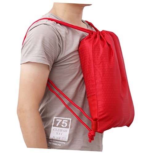 LRXIYODE Kordelzug Rucksack Aus Nylon Sportbeutel Für Erwachsene Und Kinder Für Urlaub Schwimmen Strand Rot von LRXIYODE