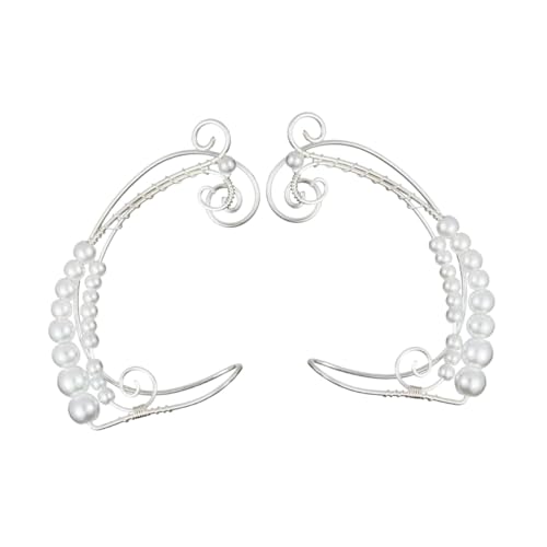 LRXIYODE Ohrclips mit Perlen Modische Ear ohne Ohrloch Stilvolle Ohrhaken Schmuck für Damen und Mädchen Einfach Anzulegen für Cosplay und Alltag von LRXIYODE