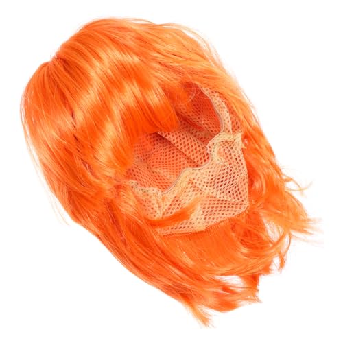 LRXIYODE Orange Bob Perücke mit Fransen Kurze Gerade Perücke für Damen und Modisch Natürlich Aussehende für Kostümpartys Halloween Discos und Partys von LRXIYODE