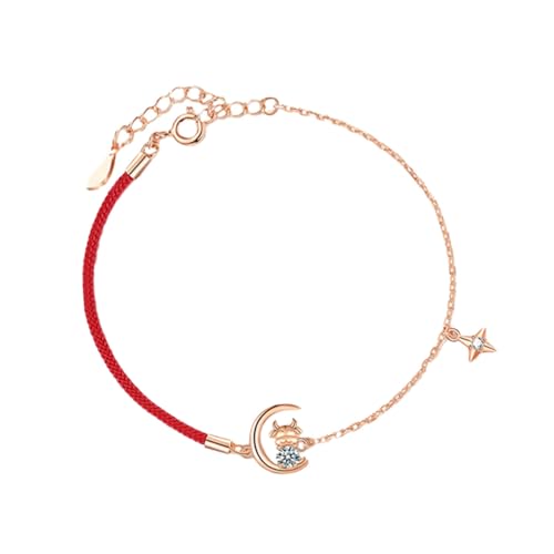 LRXIYODE Ox Jahr Armband Damen Silber Rotes Seil Zodiac Kuh Jahr Modeschmuck Unisex Frühling Fest Schmuck von LRXIYODE