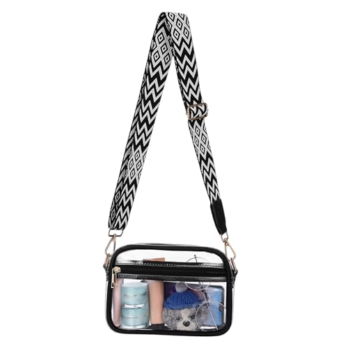 LRXIYODE PVC Crossbody Bag Transparent Stadion Tasche Damen Leicht Verstellbarer Schultergurt Reise Sport Alltag Multifunktionale Umhängetasche Robust Pflegeleicht Schwarz LRXIYODE PVC Crossbody Bag Transparent Stadion Tasche Damen Leicht Verstellbarer Schultergurt Reise Sport Alltag Multifunktionale Umhängetasche Robust Pflegeleicht Schwarz von LRXIYODE