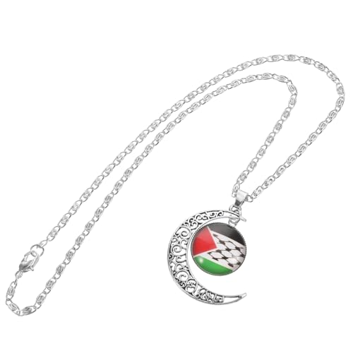 LRXIYODE Palästina Kette Damen Mond Anhänger Langlebiger Legierung Gearbeitet Vielseitiger Schmuck für Alltag und Besondere Anlässe von LRXIYODE
