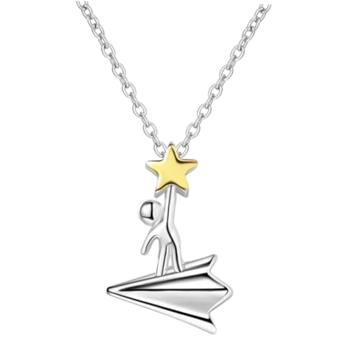 LRXIYODE Paper Plane Halskette Damen Leichtes Flugzeug Schmuck Kettenanhänger Modisch für Alltag und von LRXIYODE