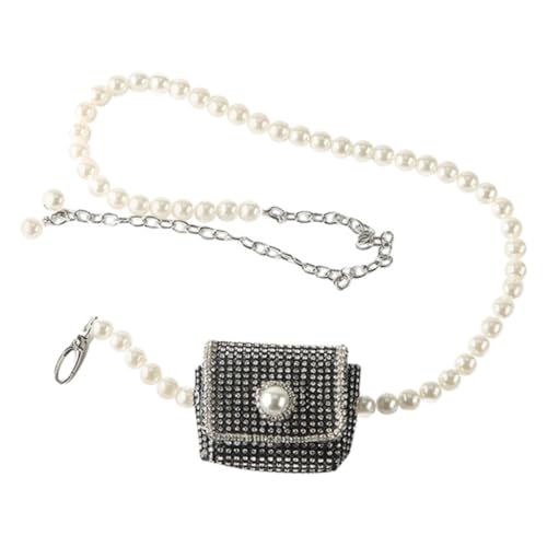 LRXIYODE Pearl Chain Waist Belt Bag mit Strass dekor Kleine Umhängetasche für Damen Modisch Vielseitig Verwendbar Geschenkidee für Alltag Reisen Party von LRXIYODE