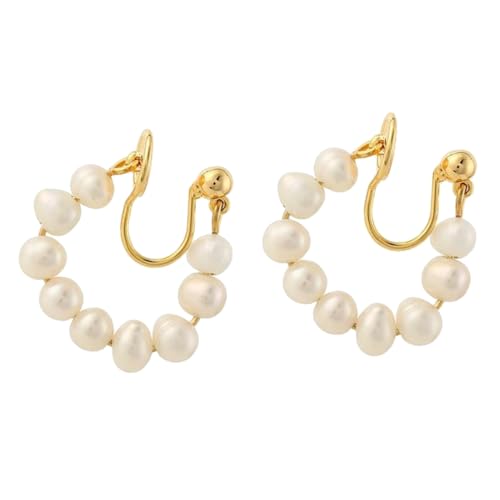 LRXIYODE Perlen Clip Ohrringe Damen Ohrmanschette Modisch Faux Perlen Schmuck Leicht Elegant Komfortabel Für Alltag Valentinstag von LRXIYODE