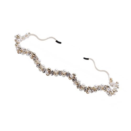 LRXIYODE Perlen Haarreif mit und Funkelnden Strasssteinen Haarschmuck Accessoire für Damen Geeignet für Hochzeit Party Geburtstag und Festliche Anlässe von LRXIYODE